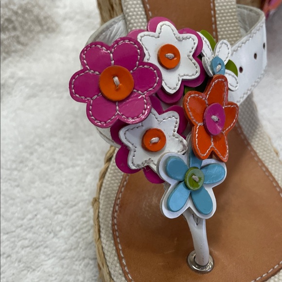 Coach Women's Wedge Sandals with Floral Accents - White and Tan - Picture 5 of 5